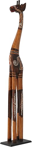 Deco 79 Estatua decorativa de jirafa de madera, estatua decorativa para decoración del hogar, 8 x 5 x 40 pulgadas, naranja