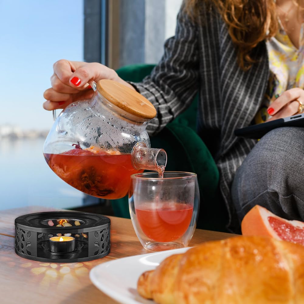 Calentador de Tetera Acero Inoxidable con Pinzas Base Redonda para Té Café