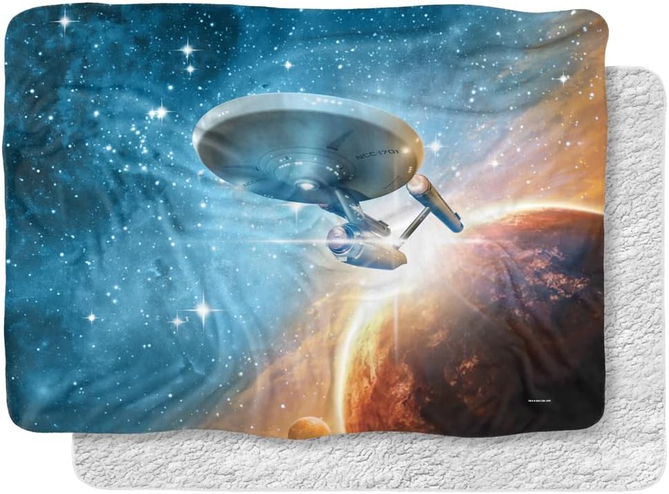 Star Trek Blanket, 60"x80", Final Frontier Silky Touch Sherpa Back Super Soft Throw Blanket