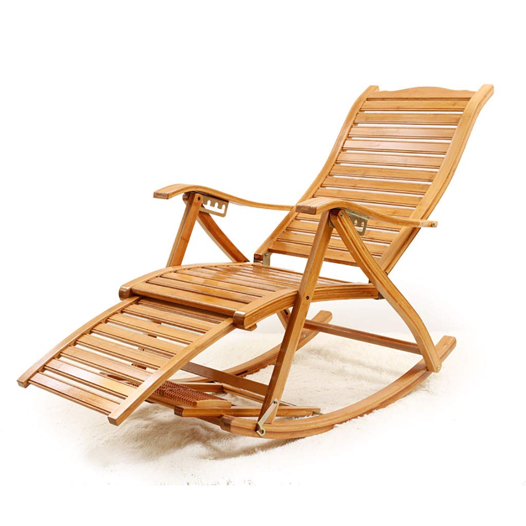 Fauteuil à bascule en bambou avec dossier réglable et repose-pieds de jardin