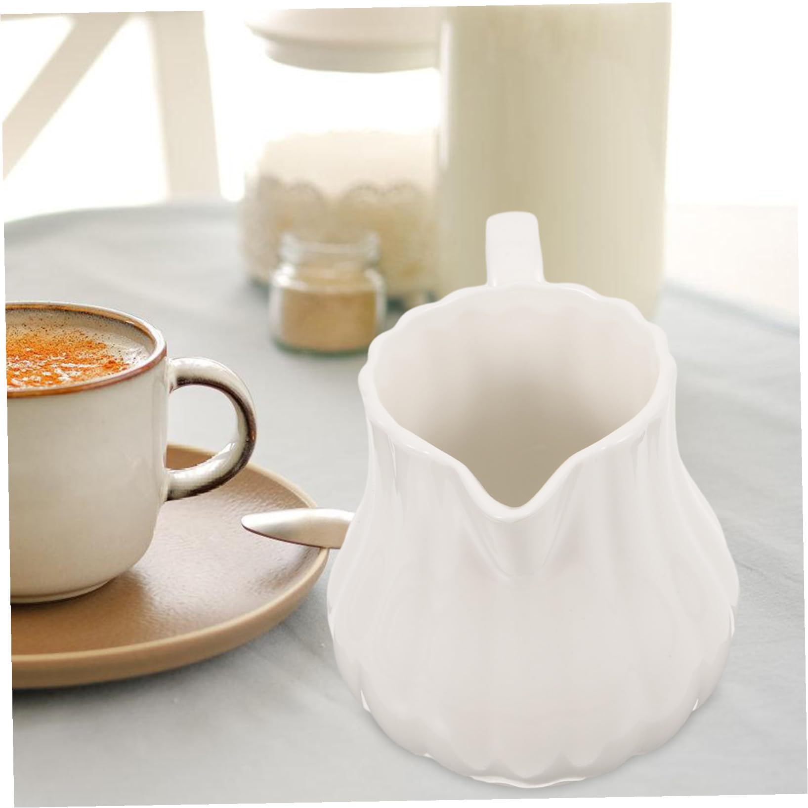 Cabilock Pichet à Lait Porcelaine Crémier Céramique Design Élégant Verseur Spécial pour Café Latte Art Service Lait Sauce