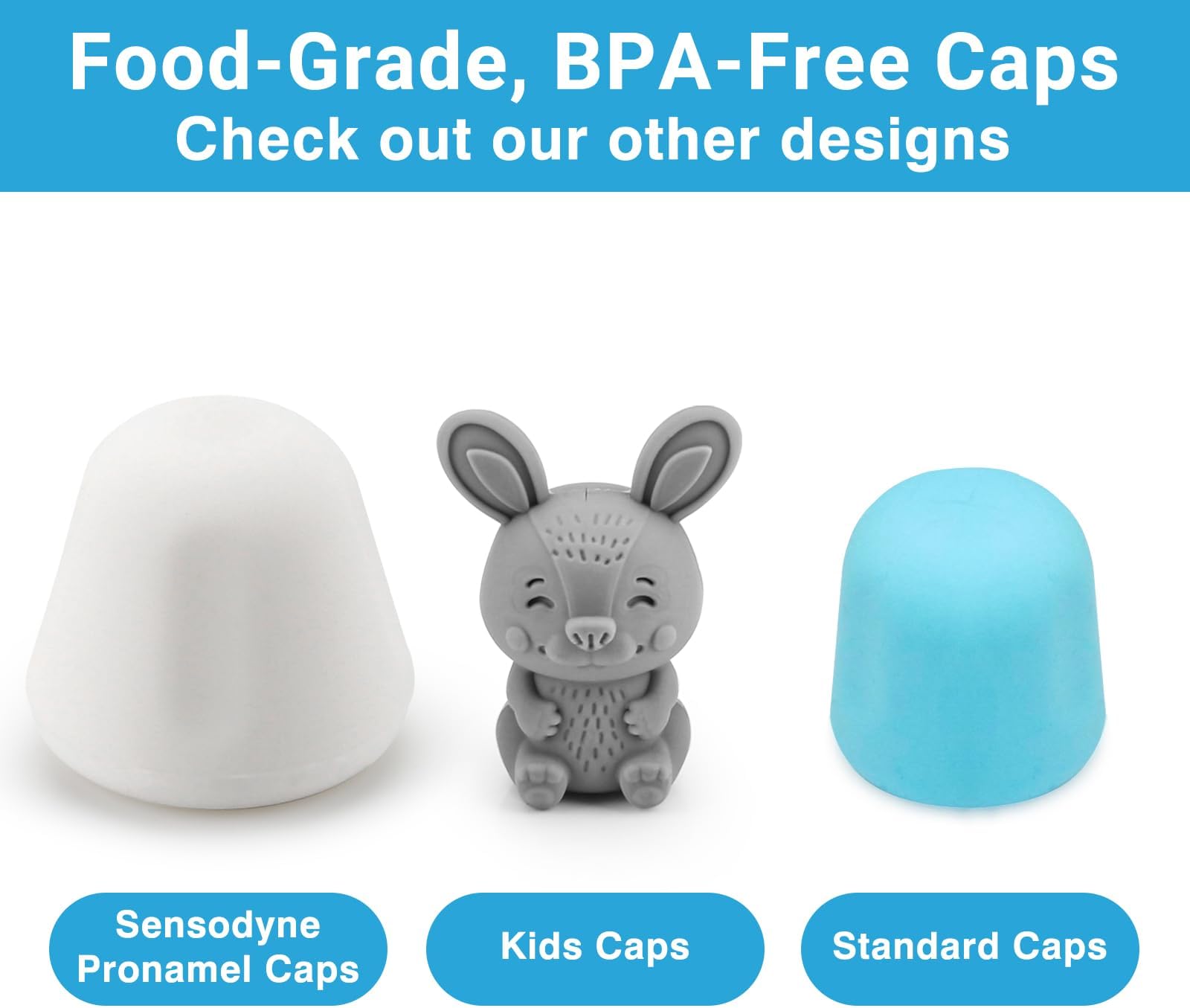 Self-Closing Toothpaste Caps 3-Pack by Tilcare - No Waste Cap Dispensers for Adult and Kids Bathroom - Mess-Free Toothpaste Lids - Easy to Use, Food Grade Silicone and BPA-Free Toppers