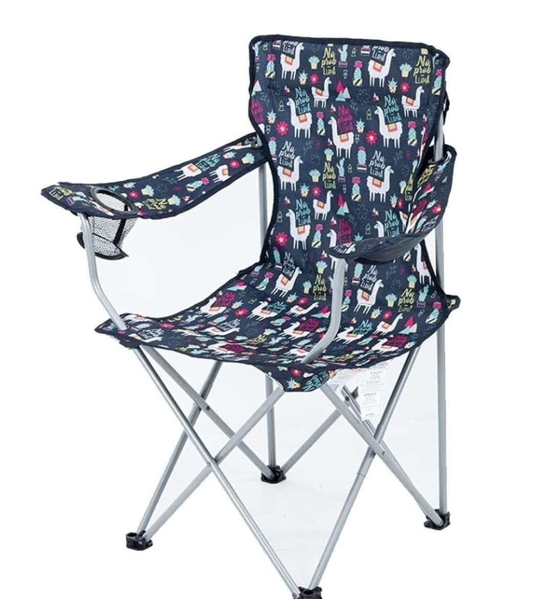 Camping Chair Outdoor-Klappstuhl Mit Rückenlehne, Tragbarer Strandsessel, Angeln, Kunststuhl, Picknick-Grillstuhl Mit Getränkehalter Klappbarer Campingstuhl(90 * 50cm)