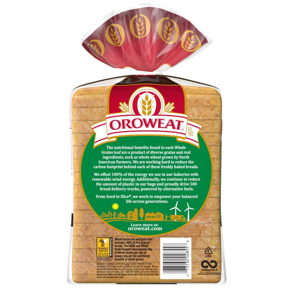 Oroweat Whole Grains Oatnut Bread, Bread Free From Artificial Colors, Flavors and Preservatives, 24 oz Loaf