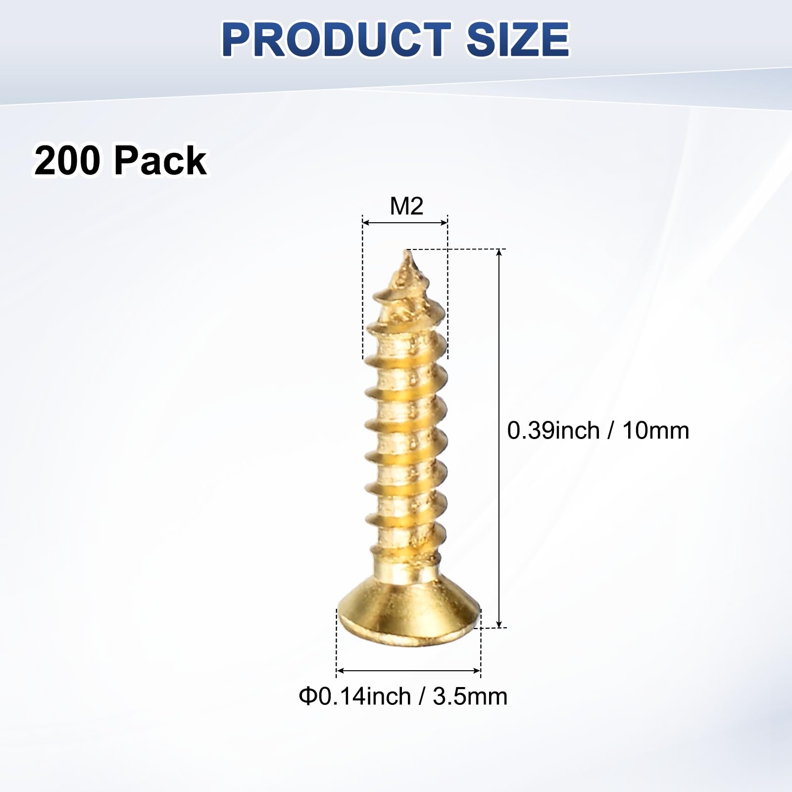M METERXITY 200-Pack Brass Wood Screws - Image 3