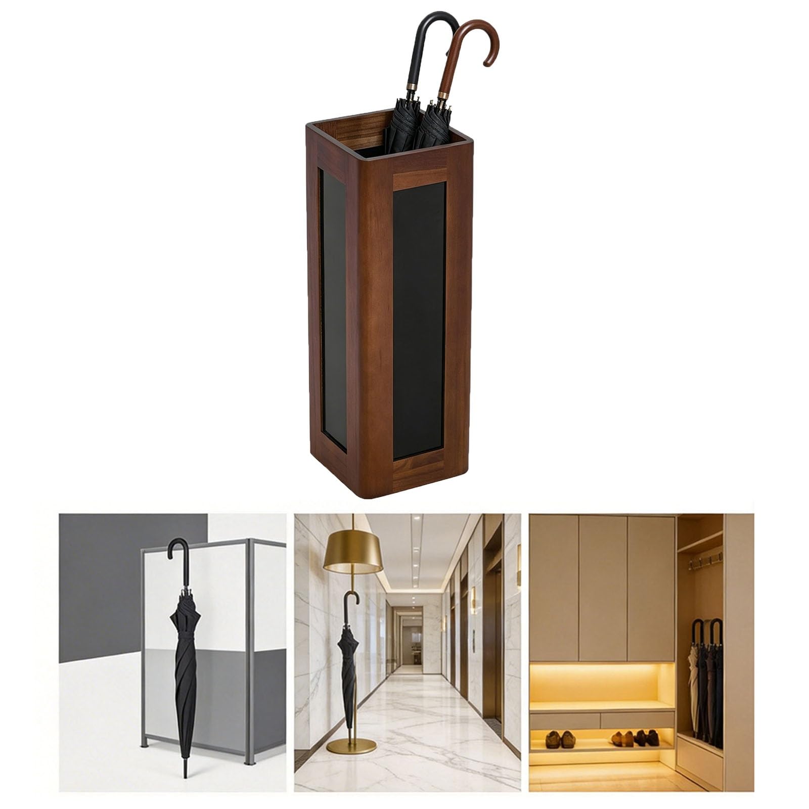 Porte-parapluie en bois marron pour sublimer votre entrée intérieure et extérieure