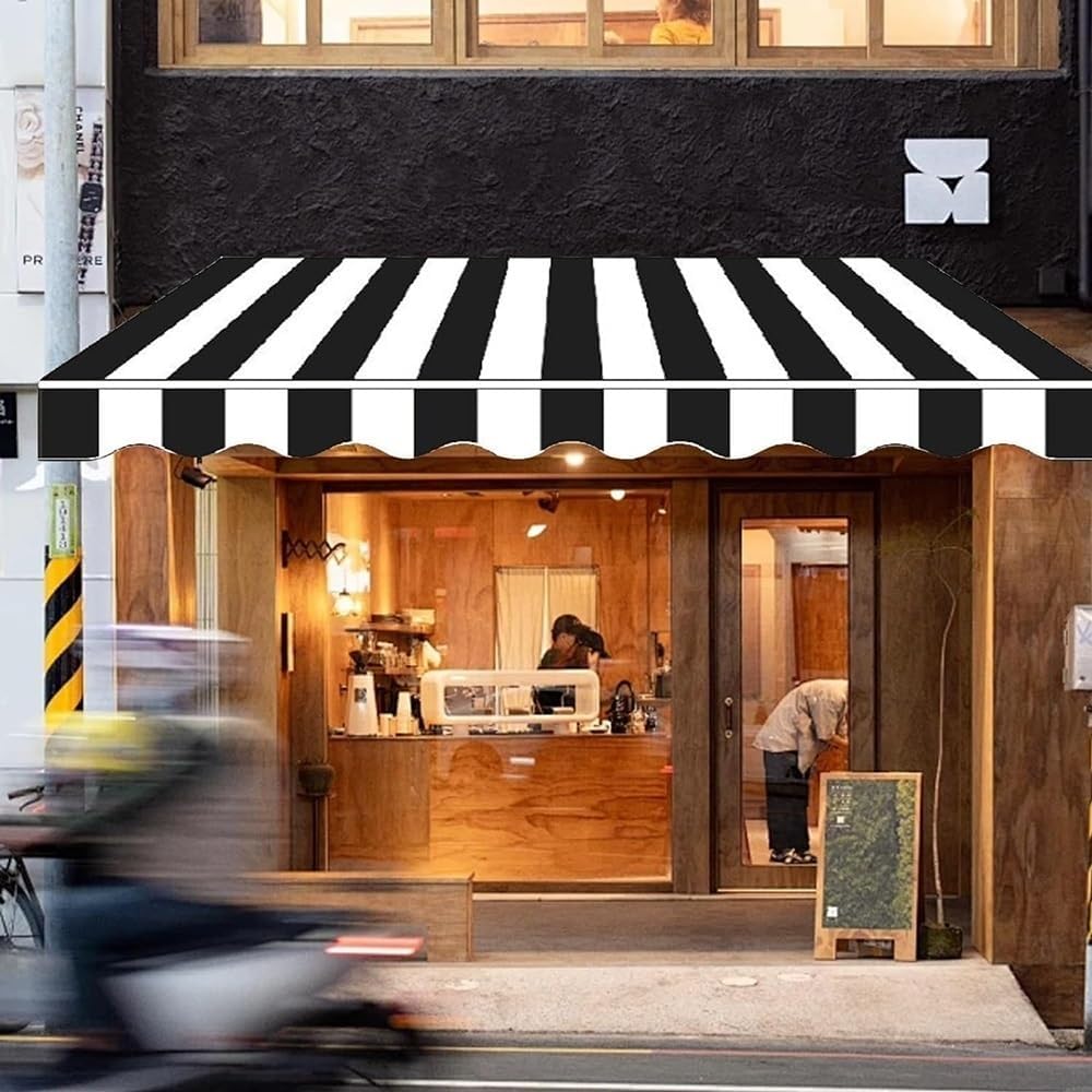 Polyester Retractable Patio Awning Replacement Fabric, Sunshade Canopy Water-Resistant Replacement Top, UV Protection Outdoor Cloth Market Patio Awning((16x5ft) 5x1.5m)