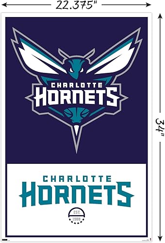 Miniatura 3 de Trends International NBA Charlotte Hornets - Póster de pared con logotipo 21, 22.375 x 34 pulgadas, paquete de póster y montaje