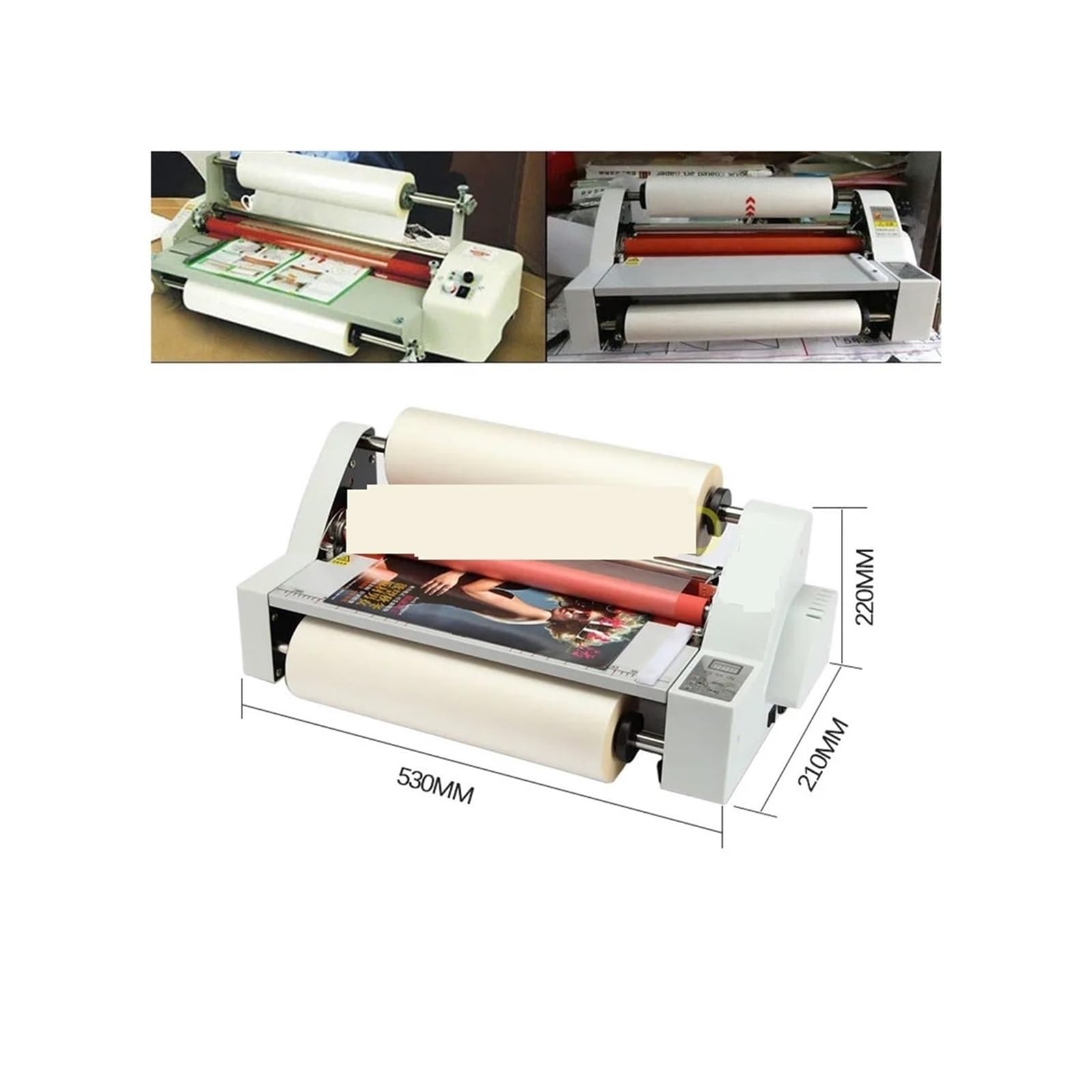 Plastificatrice, V350 Laminatore a Caldo e a Freddo Macchina for laminazione a Caldo a Quattro rulli Controllo elettronico della Temperatura velocità Regolabile