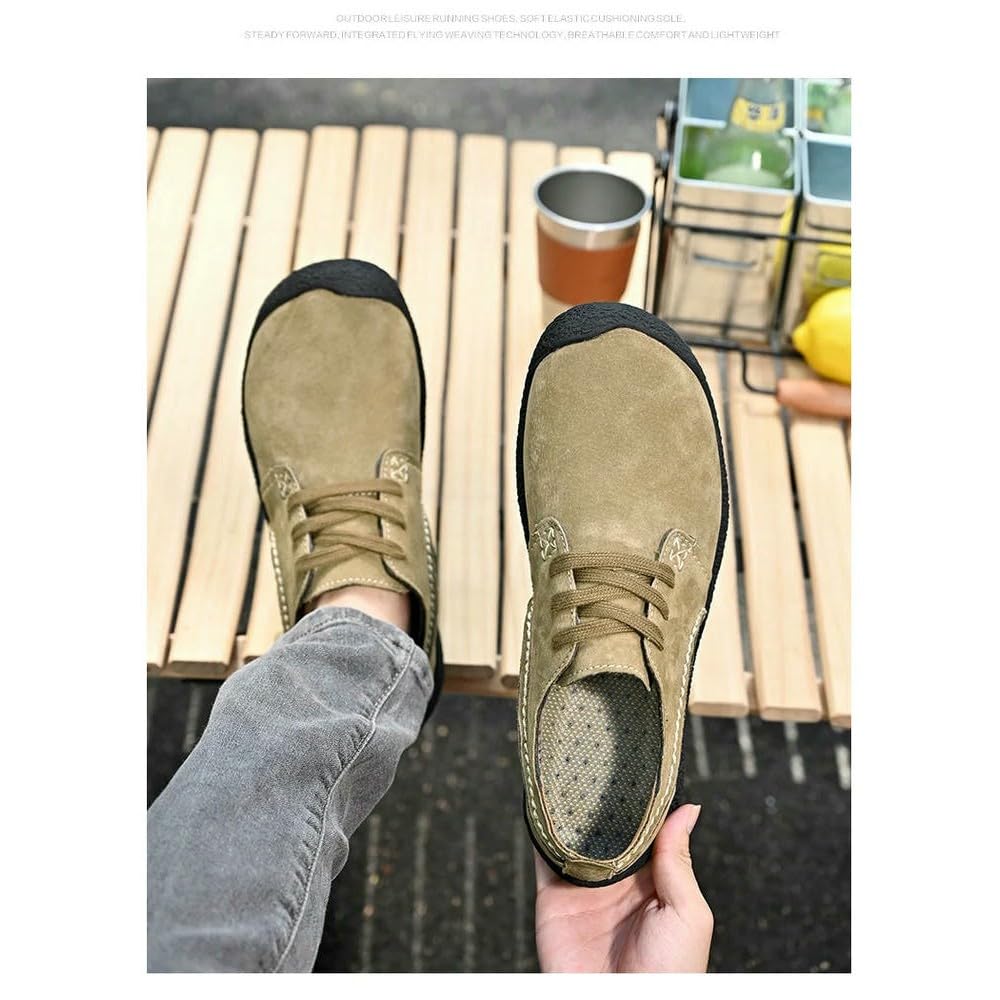 QXDZSW zamszowe skórzane buty na co dzień męskie sznurowane lekkie trampki outdoorowe męskie obuwie turystyczne płaskie trekking plus size 38-46