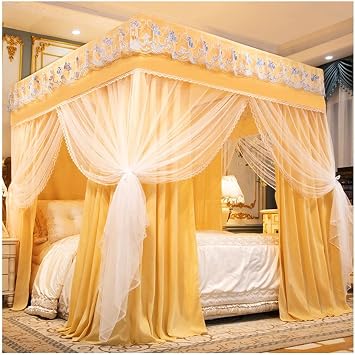 Bed Canopy Mosquito Net for Single Double Bed,Princess Room Dustproof Blackout Curtains Girls Bedroom Decor,Metal Stand