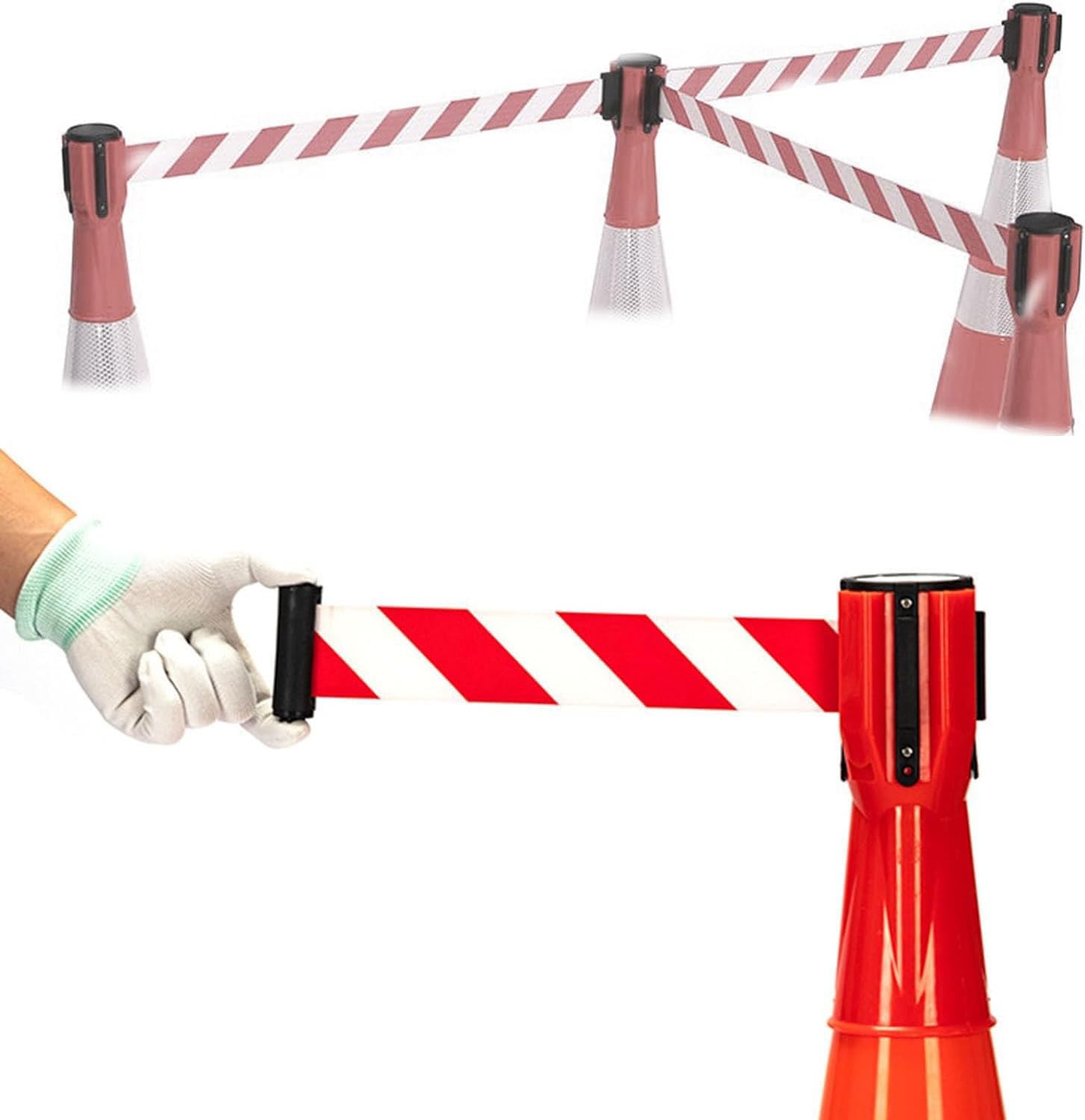Ruban pour cône rétractable de 2 mètres avec sangle haute visibilité anti-intempéries