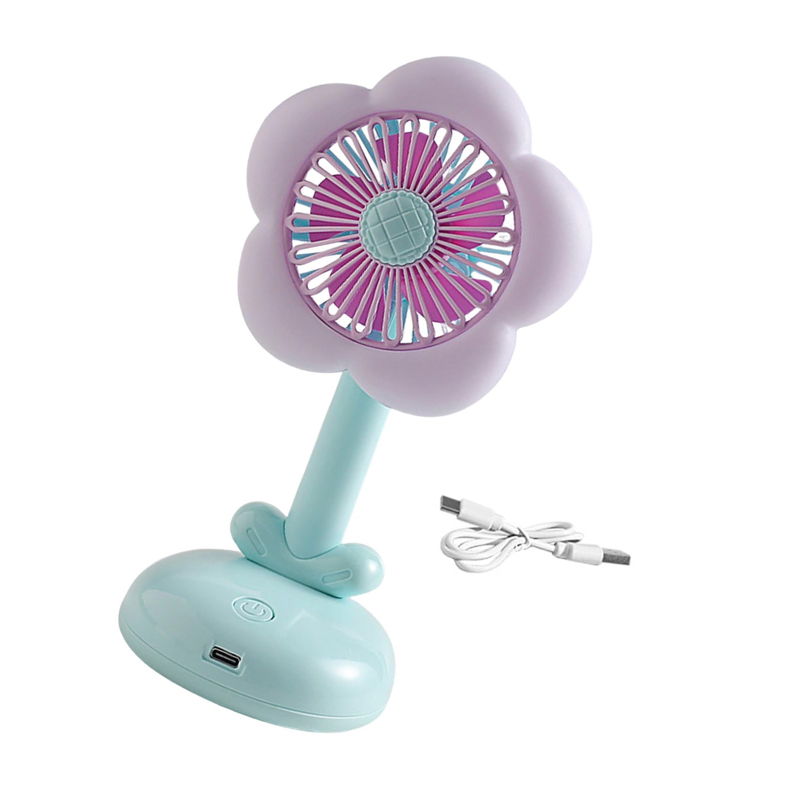 Kaeltsyn Individual Desk Fan Flower Shape Low Rechargeable Cooling Fan with Light Suitable for Bedroom Offices Multicolor Desk