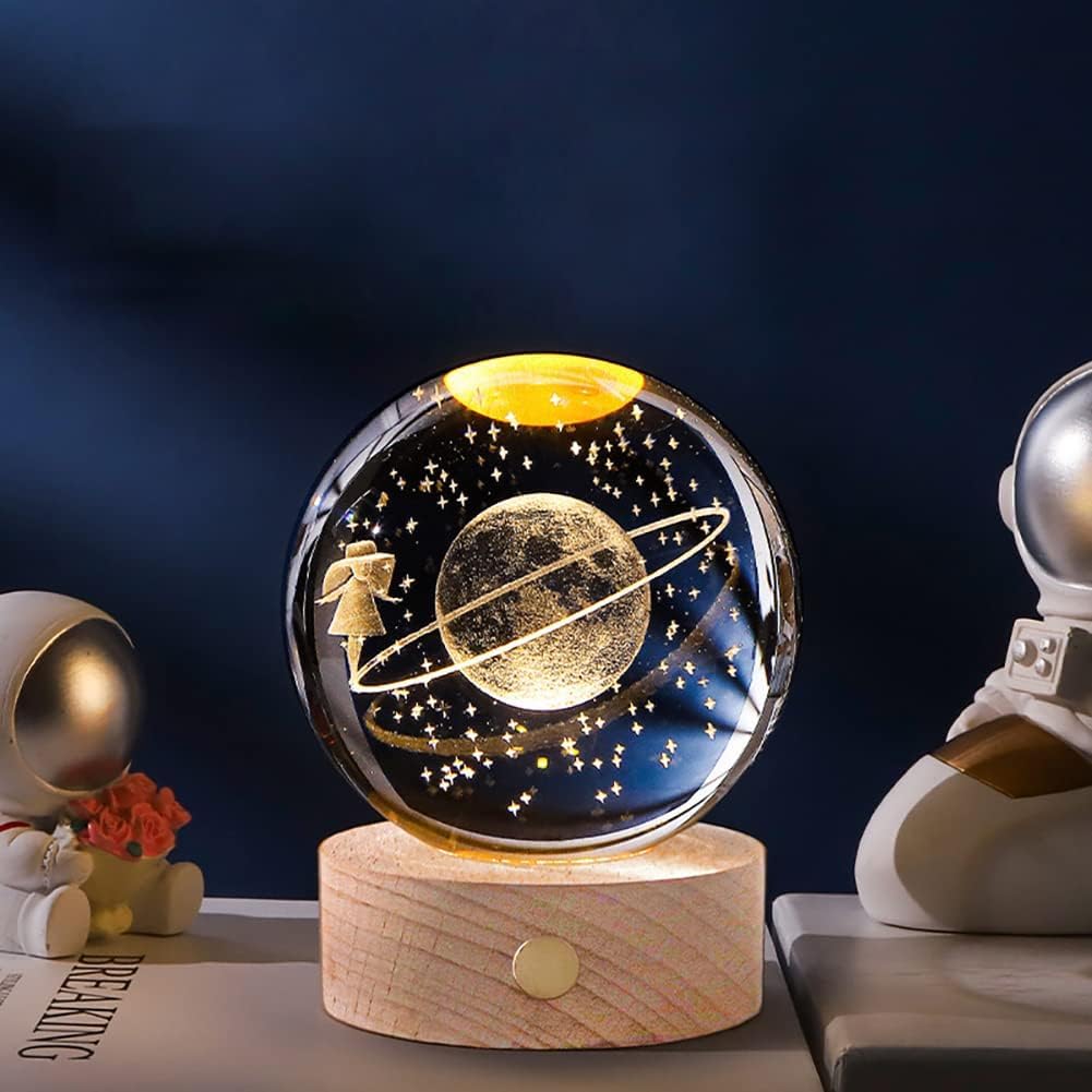 Lampada notturna a forma di stella 3D da 8 cm, con ricarica USB e sensore touch, per ragazze e donne, luce notturna per interni, con base LED bianca, per bambini, amici, regali di compleanno