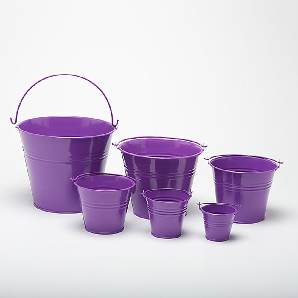 Pack of 10 Mid Purple 15cm (6") High Metal Buckets - Pots - Planters for Sweet Tree Kits, Plants, Favours, Storage (B9027)