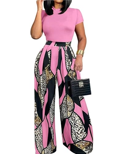 HBQ Women 2 Piece Outfits Short Sleeve Top and Flowy