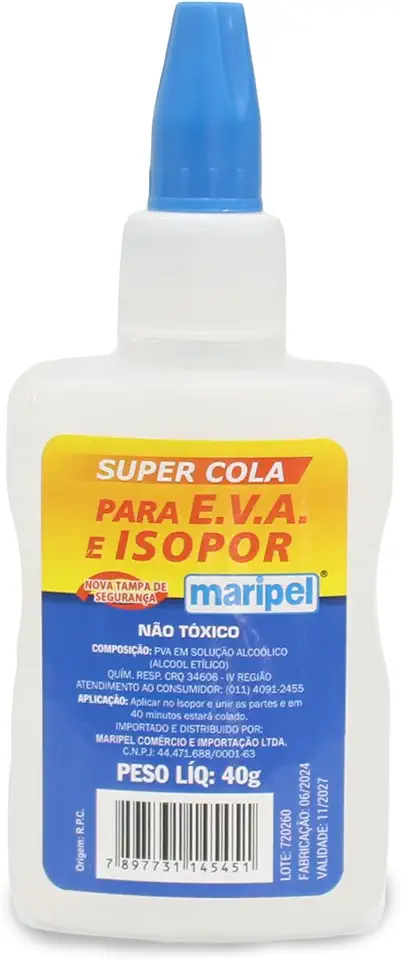 Cola para Isopor, Maripel 4540, Multicor, 40 g, Pacote de 12