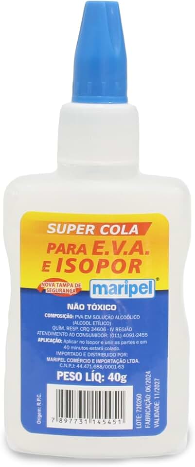 Cola para Isopor, Maripel 4540, Multicor, 40 g, Pacote de 12