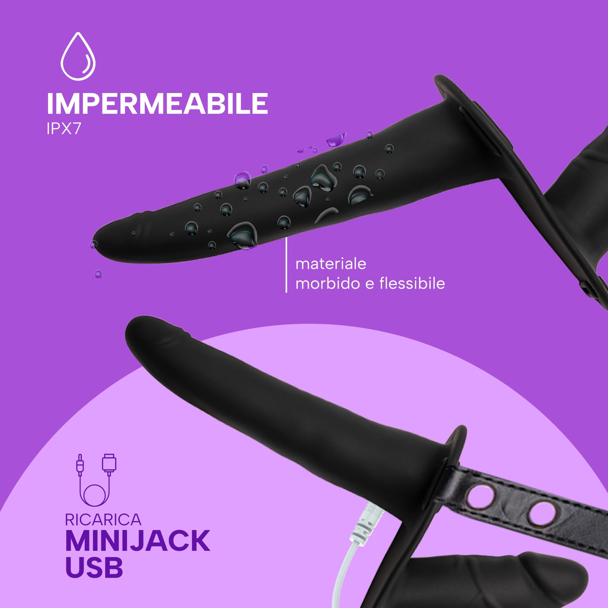 MySecretCase Strapon Dildo Doppio 15cm + 8,5cm Strap On con Telecomando Strapon. Anale. Indossabile 7 Modalità di Vibrazione e 3 Livelli di Intensità Sexytoysys Donna Coppia Dildo Anale