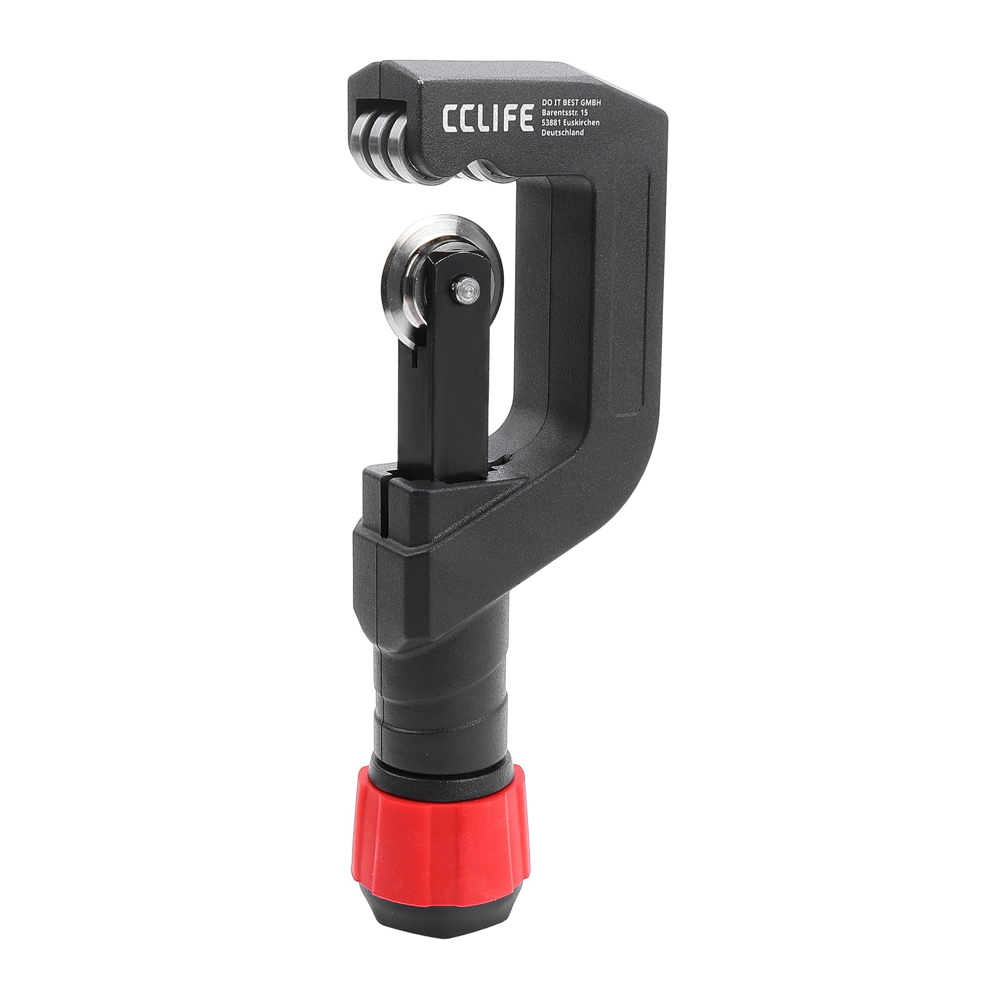 CCLIFE Rohrschneider, Rohrabschneider, 4-32mm, Schwarz und Rot, 1er-Pack | Rohrabschneider, 6 Führungsrollen, Aluminiumlegierung, für Edelstahlrohre, Stahlrohre, Kupferrohre, und Kunststoffrohre