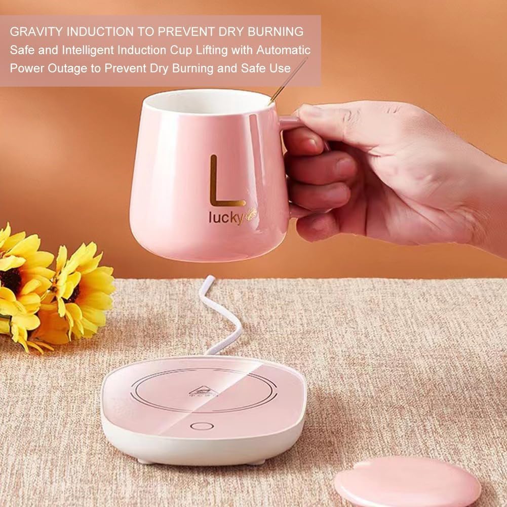 Scalda Bevande, Tazze Da Caffè, Scalda Tazza USB, Coffee Warmer, Scaldatazze da Caffè, Riscaldatore Caffè Intelligente, Scaldabagno Tazza USB Ufficio/Casa, Tazza Termica Caffè/Tè, Rosa
