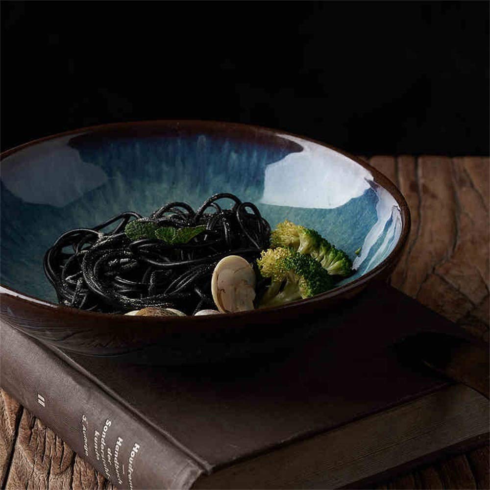 LIXUE Assiette Étoile Creuse en Céramique et Grès pour Pâtes et Salade - 8.5 Pouces Bleu