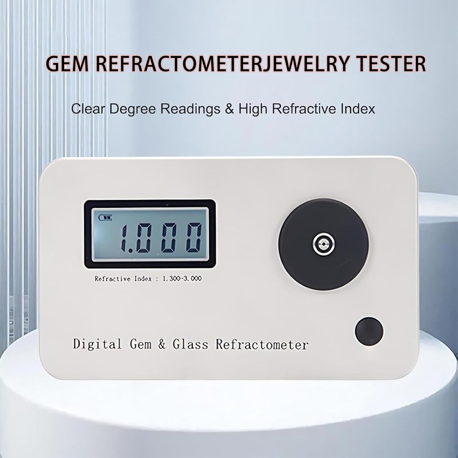 Refractómetro Digital para Piedras Preciosas, Comprobador de Autenticidad de Joyas Refractómetro de Gema, Refractómetro de Gemelogía Geológica Portátil