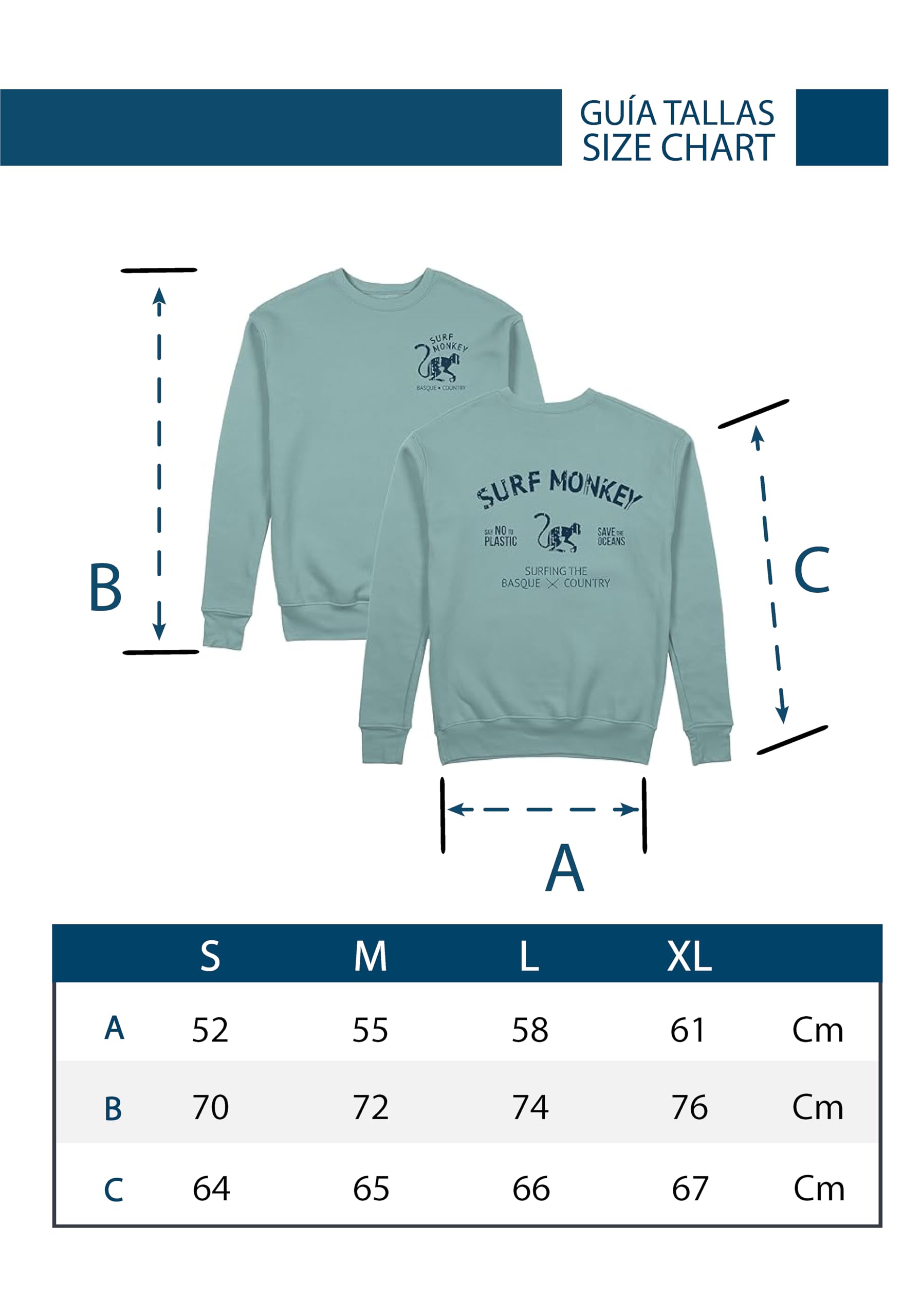 Surf Monkey Organiczna bluza z okrągłym dekoltem Save The Oceans