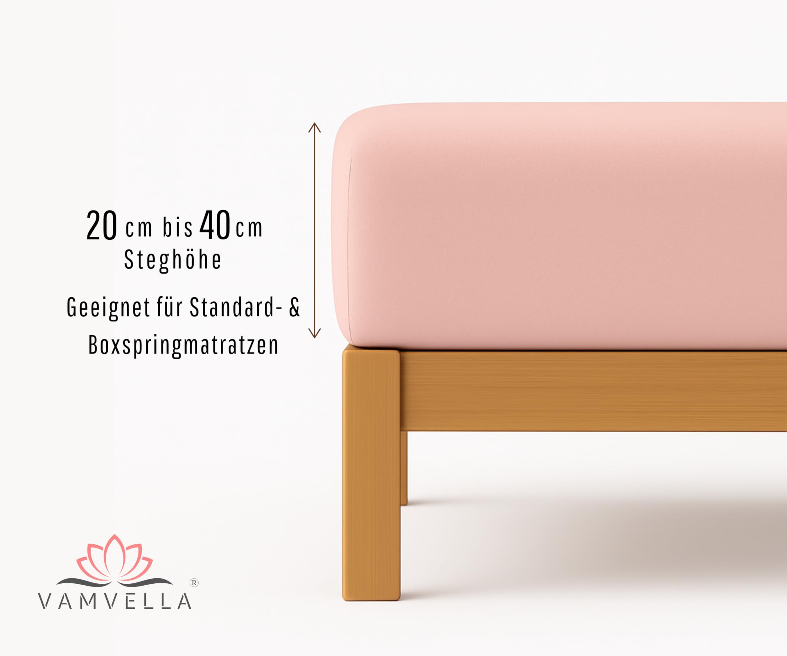 Premium Spannbettlaken 180x200cm -100% Bio-Baumwolle, Double Jersey (doppelgestrickt) - 250g/m² 20–40 cm Steghöhe, für hohe Matratzen, Boxspring mit Topper & Wasserbett (Lilydust, 180x200)