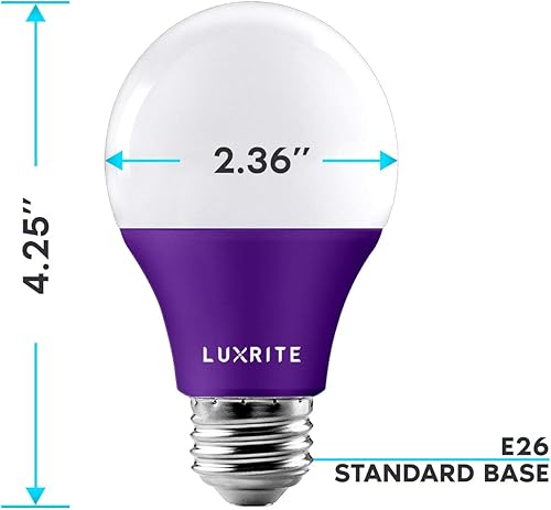 Miniatura 10 de LUXRITE Bombilla LED verde A19, equivalente a 60 W, no regulable, certificación UL, base estándar E26, interior y exterior, porche, Navidad,