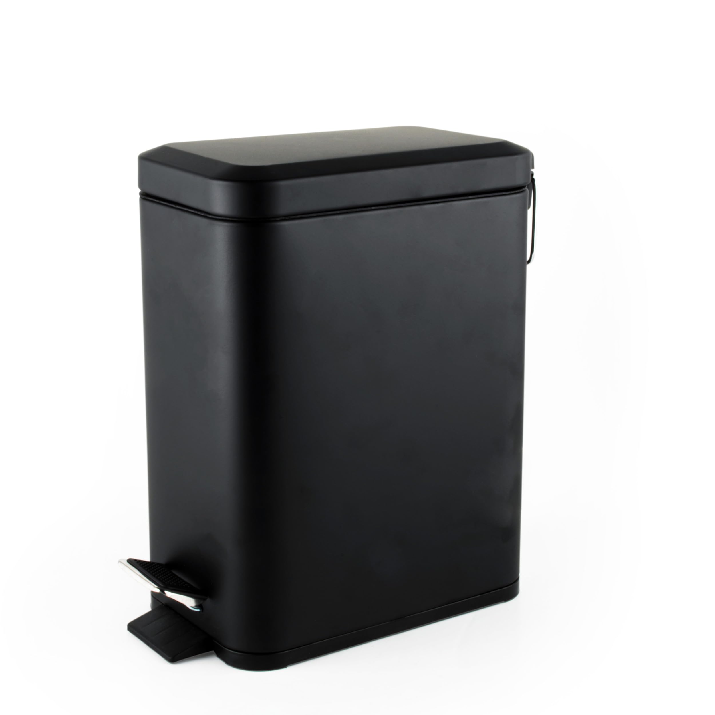 Beldray LA041173BLKFEU7 - Cubo de basura rectangular con tapa de cierre suave, para cocina, dormitorio, oficina, cubo interior extraíble, diseño delgado, asa de transporte portátil, color negro