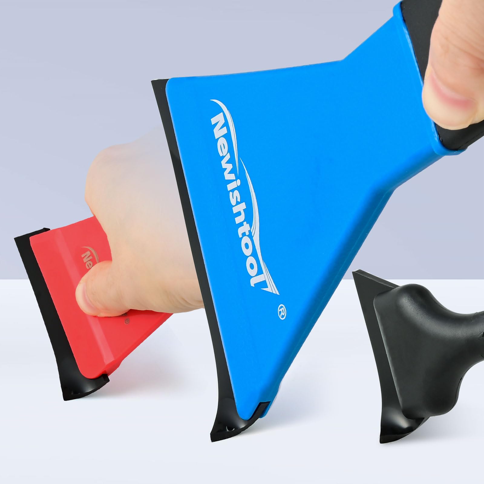 NEWISHTOOL 3 IN 1 Automotive Window Tint Squeegee Kit Includes Long Handle Squeegee, Quarter Window Squeegee, Small Rubber Wiper for Car Window Film Installing and Cleaning, Vinyl Wrap PPF Application