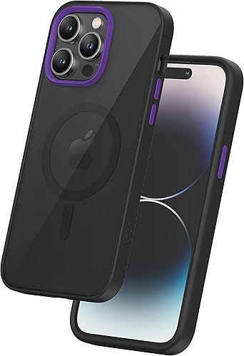 Miniatura 9 de FLOLAB Surtect Tri-Fusion - Funda magnética para iPhone 14 Pro Max, diseño delgado, compatible con Magsafe, marco negro de grado militar, placa