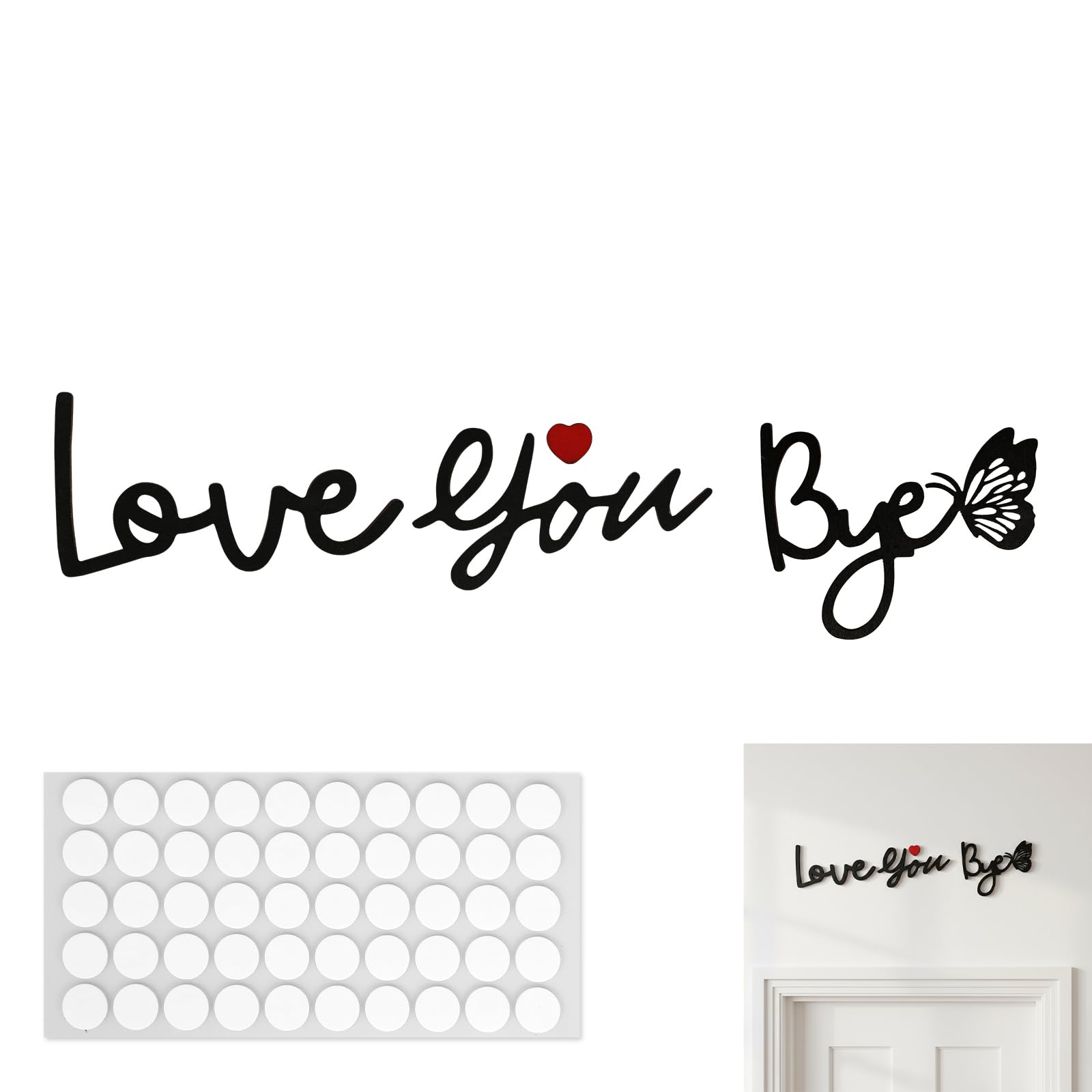 JEKUGOT Love You Bye Above Door Sign, Letter Home Signs Wall Decor for Hallway Living Room Decor, Valentines Decorations, Doorway, Door Sign (Style 2)