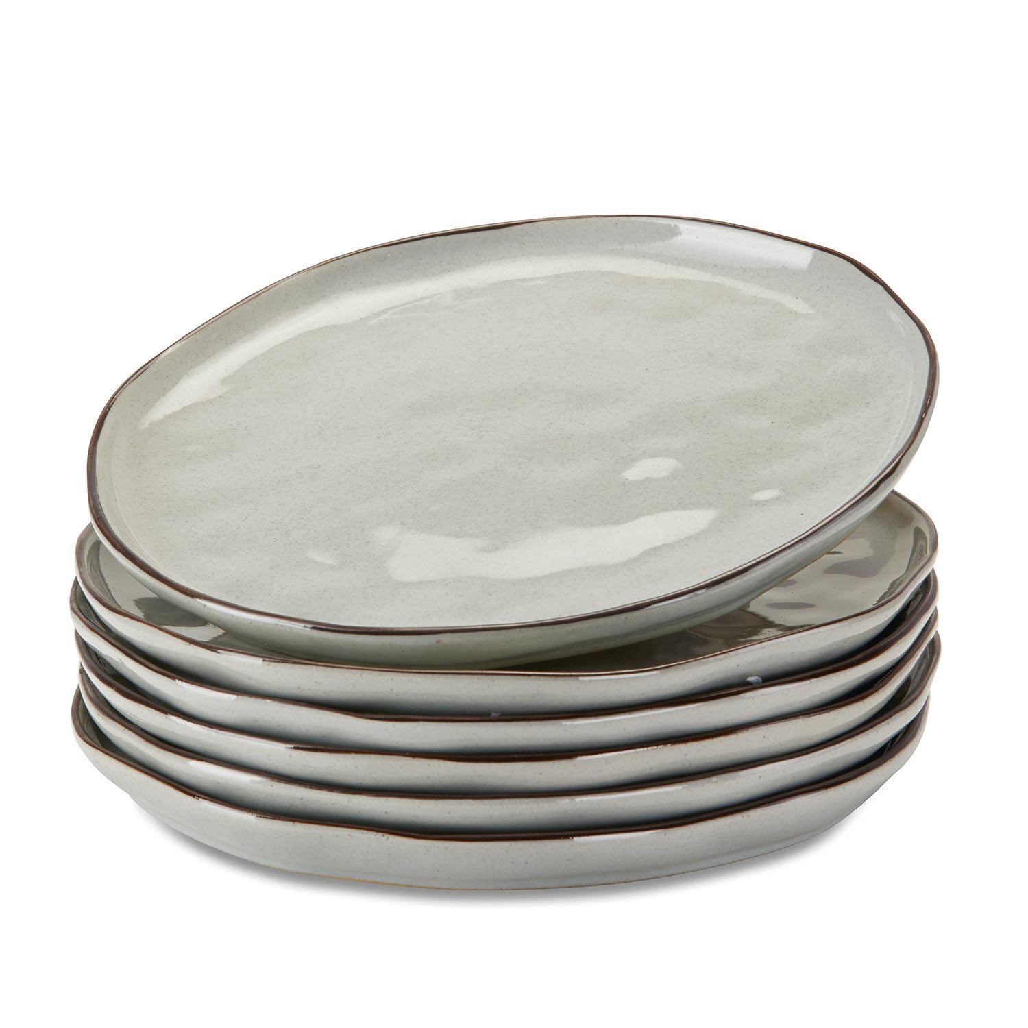 LOBERON Biarré Lot de 6 assiettes - Pour le fromage, des fruits, des amuse-bouche... - Très belle surface irrégulière, gris
