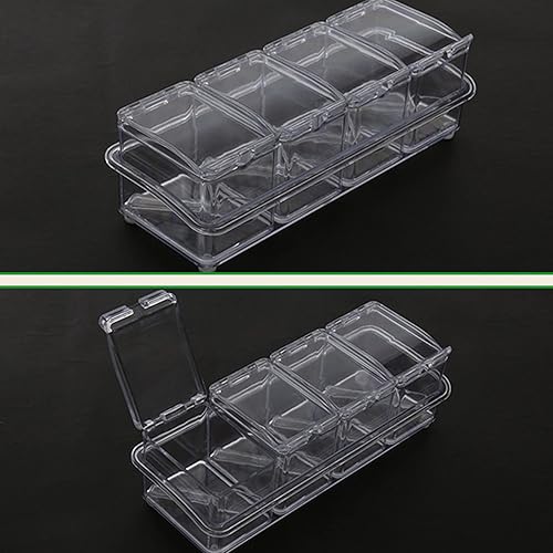 Miniatura 4 de Haokaini Caja transparente de condimentos, dispensador de especias acrílicas, contenedor de almacenamiento de condimentos, organizador de especias