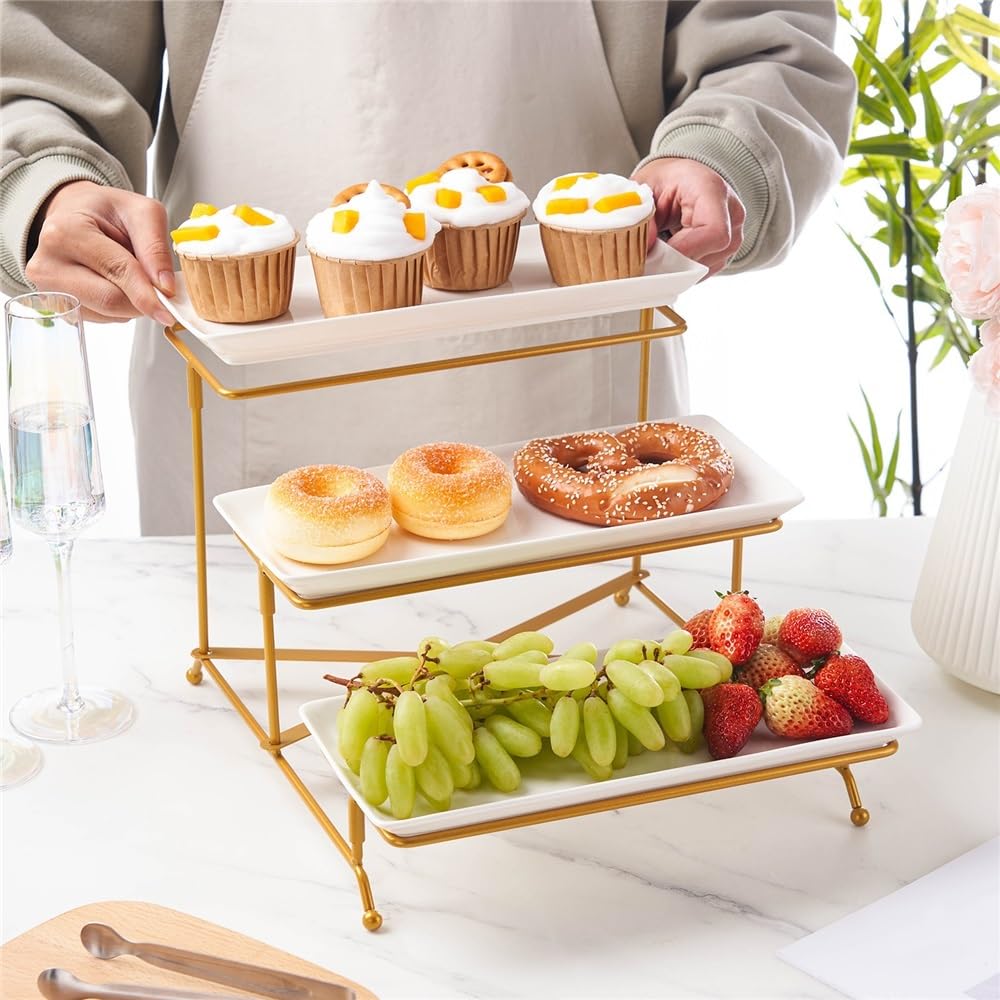 Présentoir à cupcakes Présentoir à cupcakes en papier trois couches, plateau de service rectangulaire céramique, présentoir fruits, plateaux Mariage