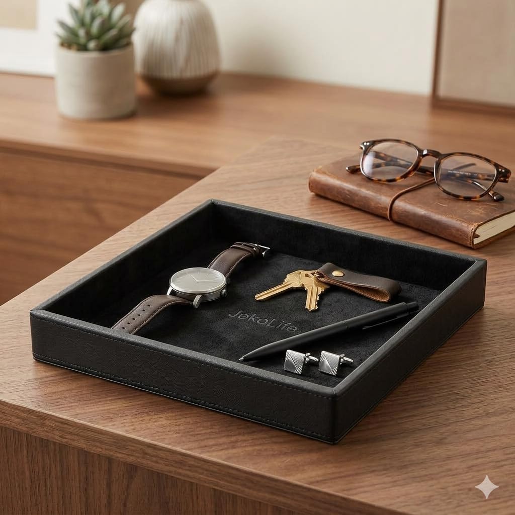 Valet Tray Organizer for Men,EDC Desk Organizer,Black image 4