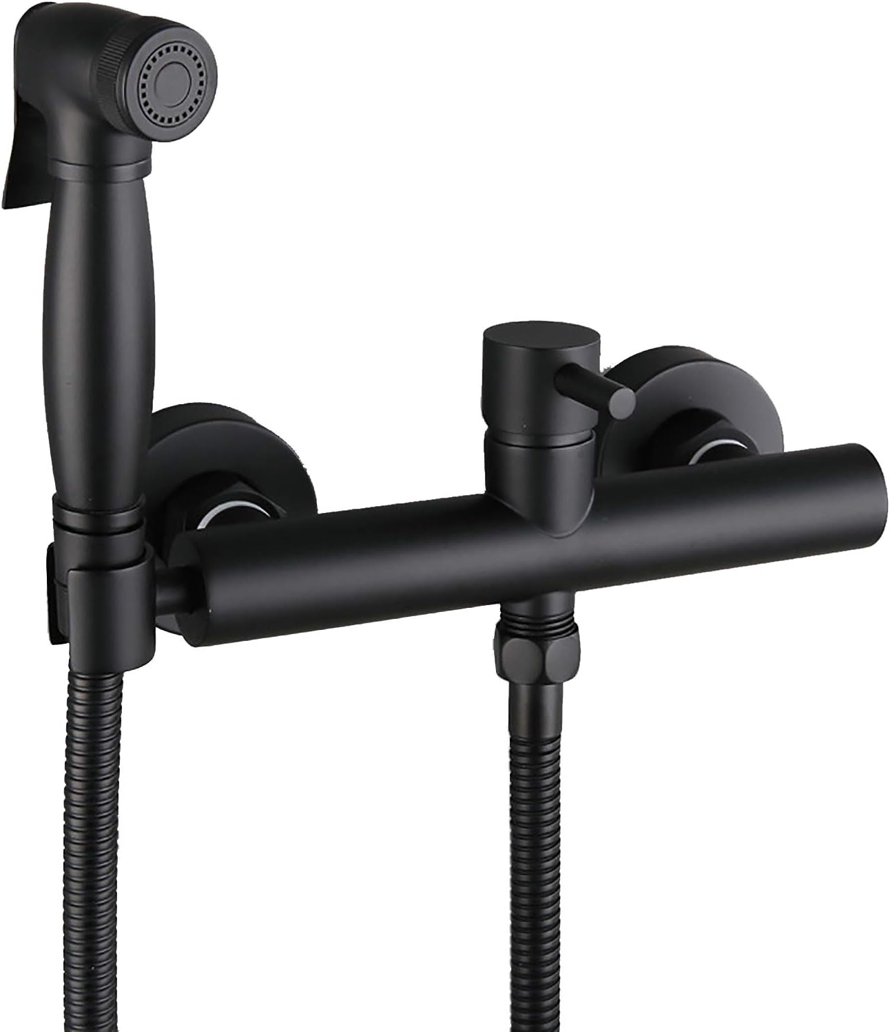 Handheld Bidet Sprayer for Toilet, Black Kit Brass Wall Mounted Bathroom Cloth Diaper Set with Hot and Cold Water for Personal Hygiene,8.5 cm (8.5 cm)