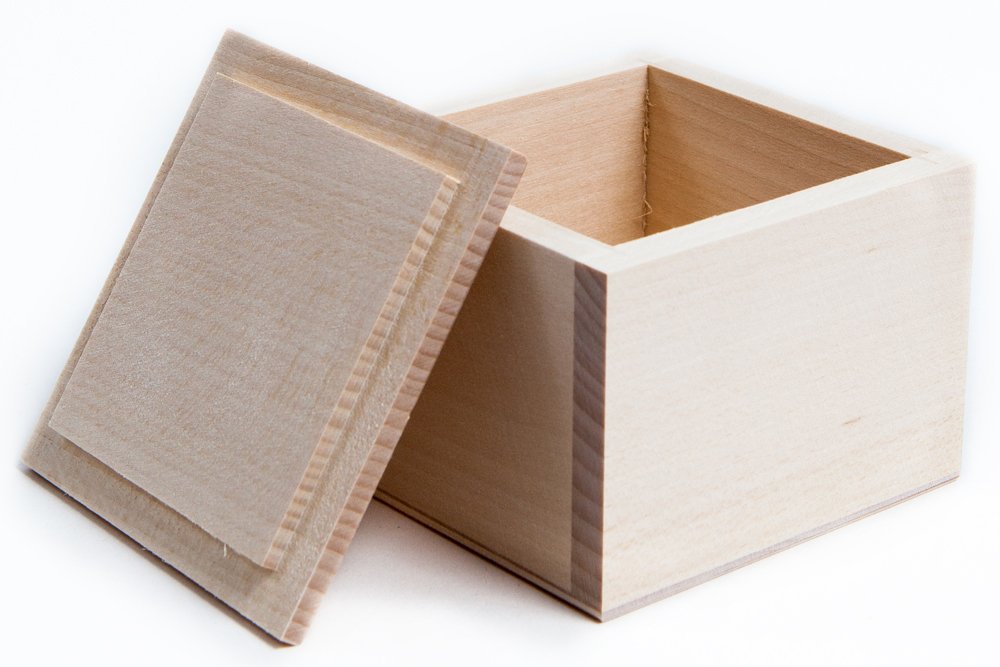 Woodenland Brown Unpainted New Wooden Small Box Removeable Lid/Art Craft Decoupage/Woodenland