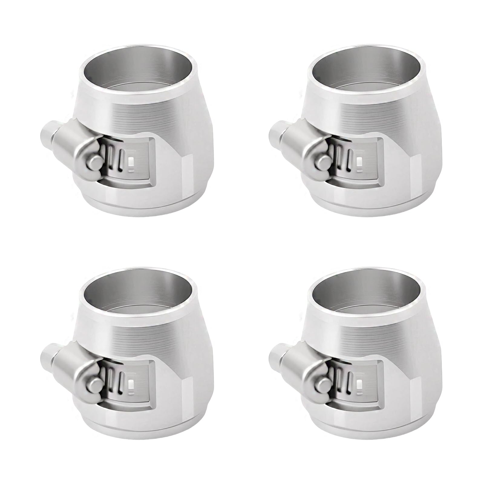 Morsetto per tubo flessibile in alluminio, universale, finitura cromata rossa, set da 4 pezzi per tubi in acciaio inossidabile e gomma, modello (argento, 10 AN)
