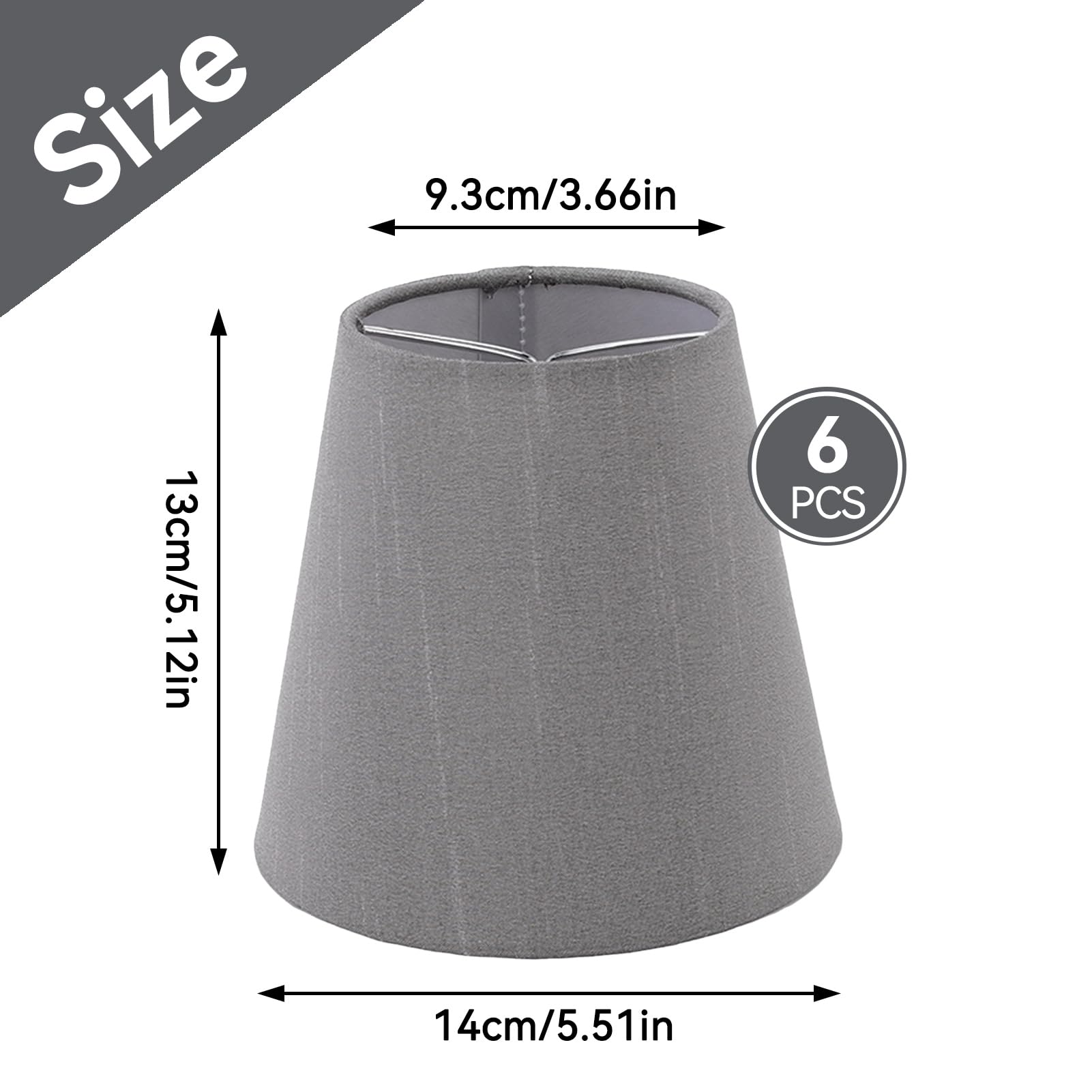 Cyrank Paralume a Lampadina a Clip,Paralume in Tessuto Grigio da 6 Pezzi Paralume per Lampada da scrivania E14 Paralume Tessuto Piccolo Avorio,Piccolo per lampade da Parete con lampadario da Tavolo