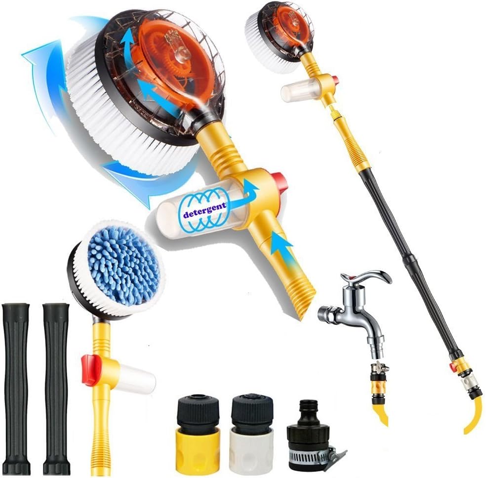 Sale Premium Water Powered Rotary Brush for Cars, Trucks, RVs, Motorcycles, Rims, Outdoor Furniture, Dirty Boots and More, Spin Away Dirt and Grime Like A Boss with Our Spinning Brush