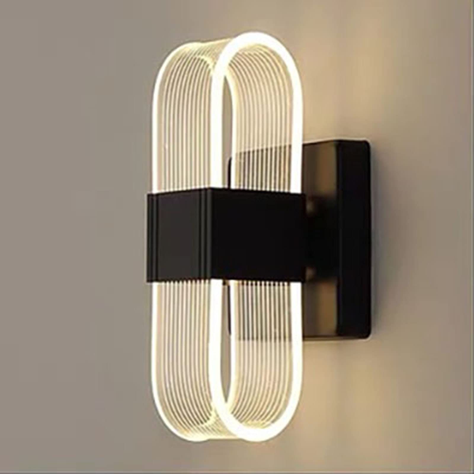 SXWNBIFH wall lamp Modern LED Wall Light, Indoor Acrylic Wall Lamp 12W Dimmable Mounted Sconce Lighting for Living Room Bedroom Hallway Dining Room Stairs,Black A