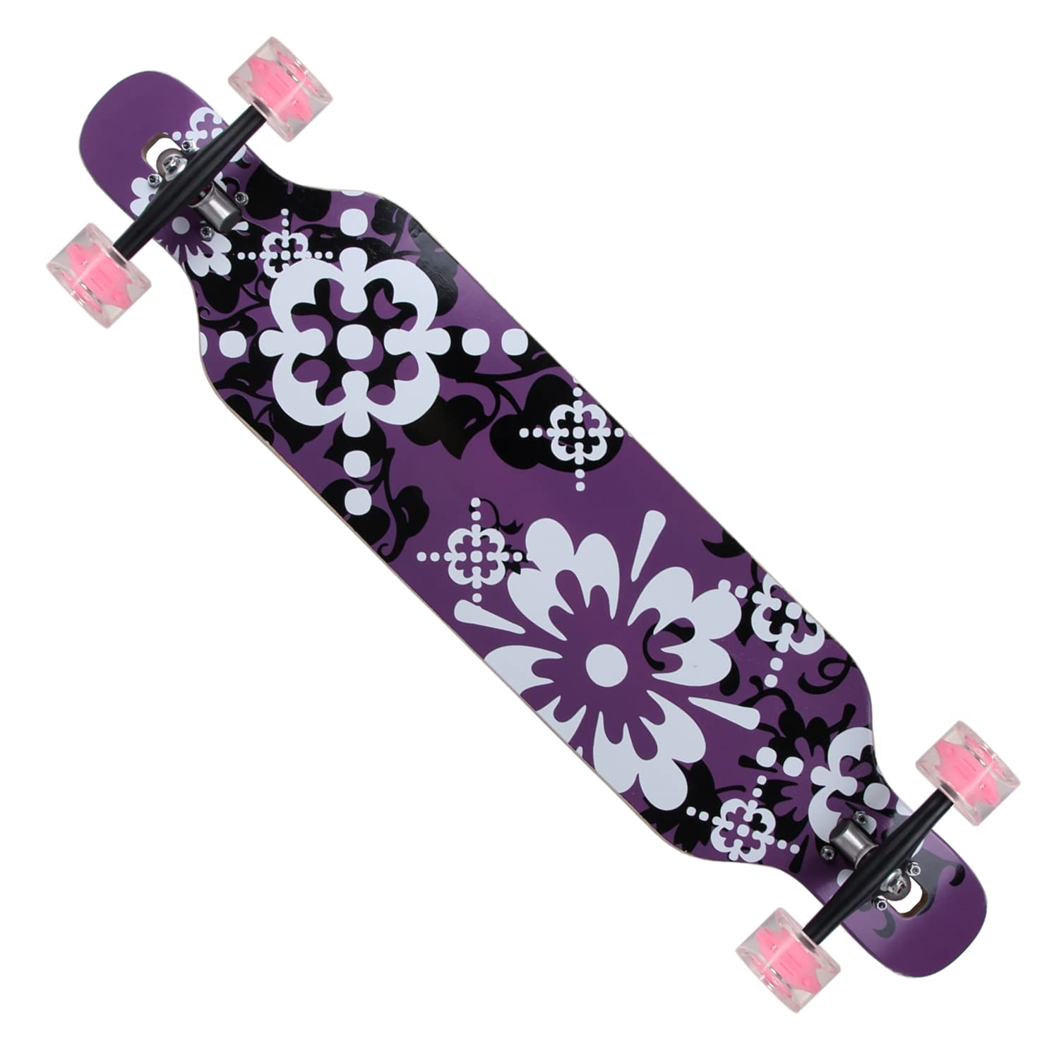 FunTomia Longboard Drop Through Cruiser Skateboard complet avec roulement à billes Mach1 High Speed T-Tool avec ou sans roues LED