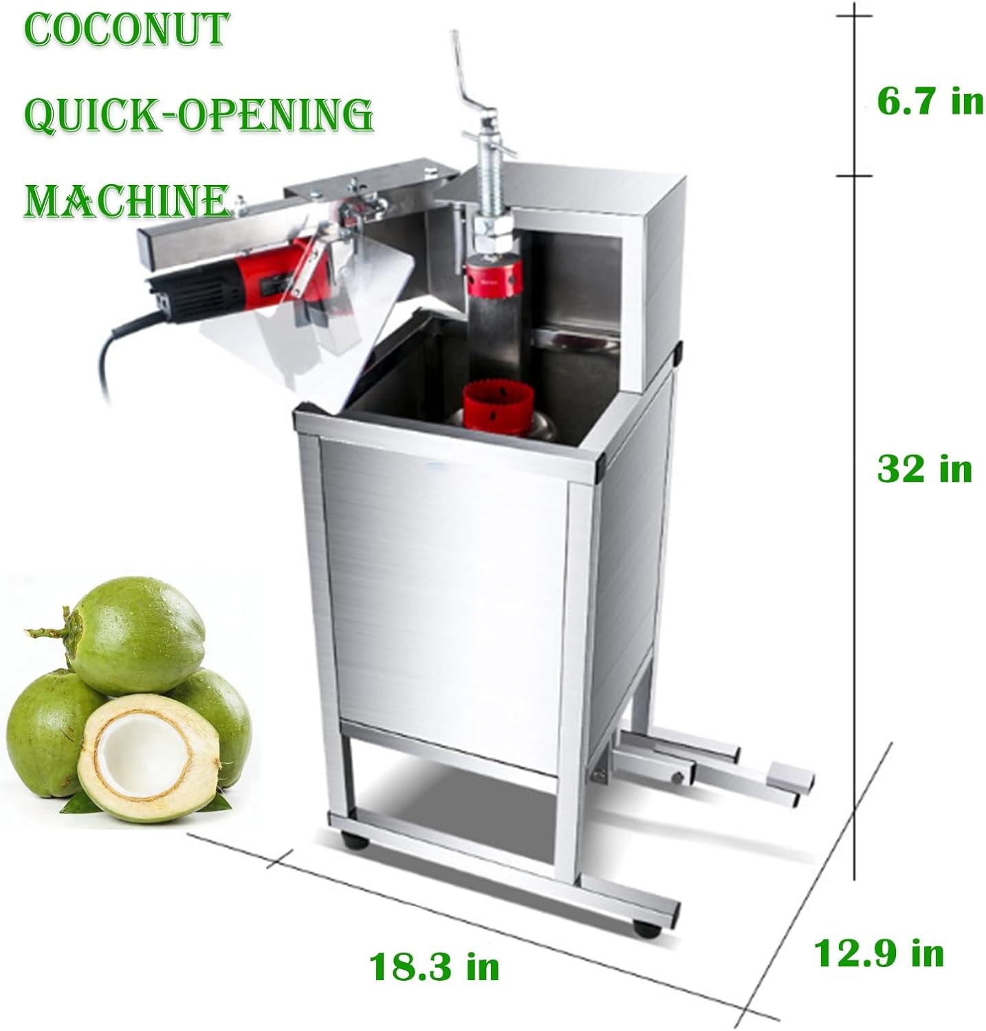 Electric Coconut Opener,Commercial Coconut Cutter,10500RPM,Adjustable Cutting Position and Depth,Equipped with Protective Baffle,Suitable for Various Types of Coconuts