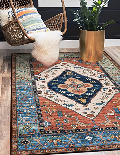 Lahome Boho 3x5 Washable Area Rugs, Small Non-Slip Bedroom Carpet Throw Low-Pile Rugs for Entryway...