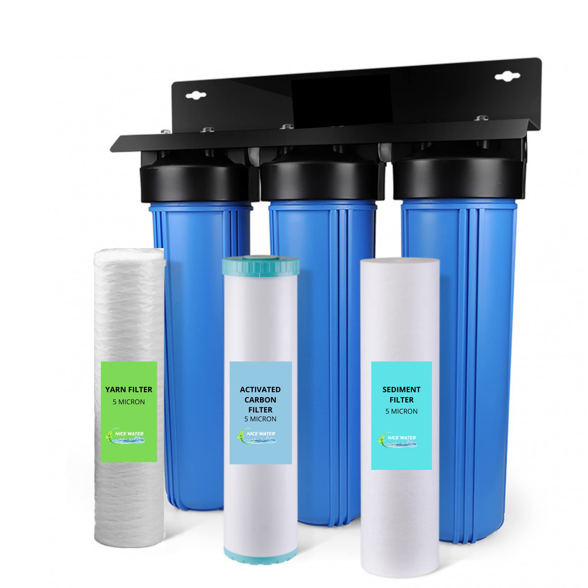 3-Stage Jumbo Whole House Water Filtration System w/Sediment and Activated Carbon Filters | 100% Pure water for the whole house