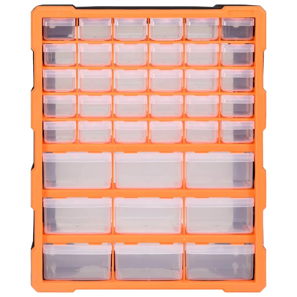Organizador multicajón con 39 cajones 38 x 16 x 47 cm – Organizador de herramientas de plástico resistente a los golpes para tuercas, pernos, tornillos como caja de manualidades con 30 pequeños y 9