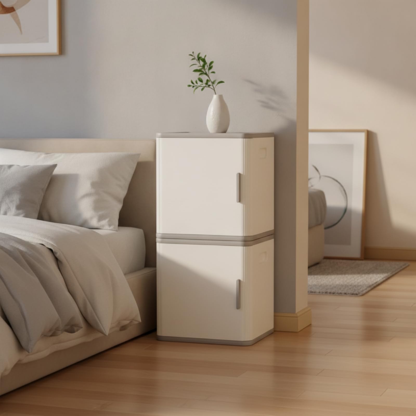 predolo 2 Pezzi Mobile Contenitore Impilabile Componibile Mobile Moderno per Cameretta, Moderno Semplice, Trasparente